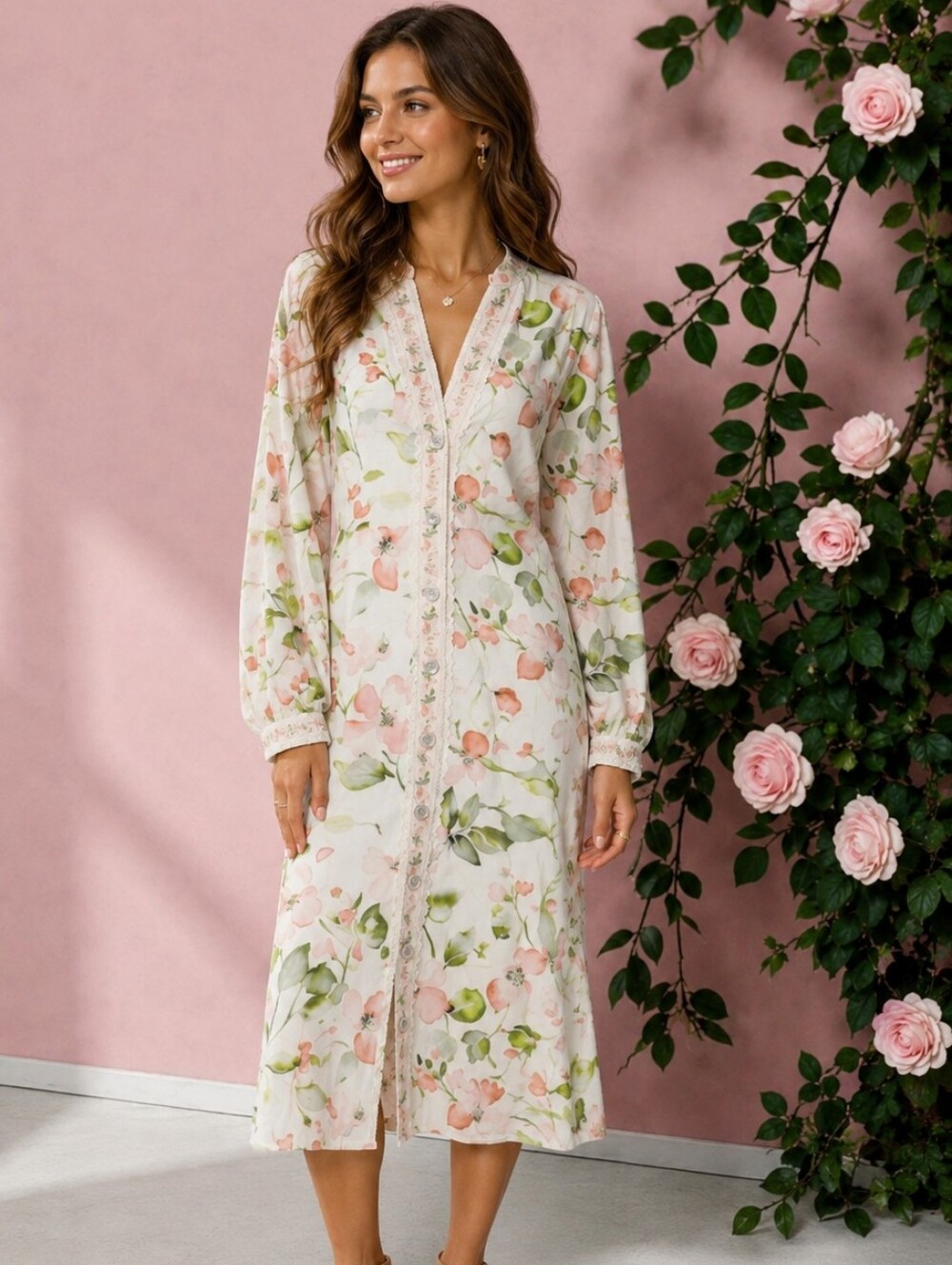 NWT Caroline Constas New York Floral Linen Blend Shirtdress